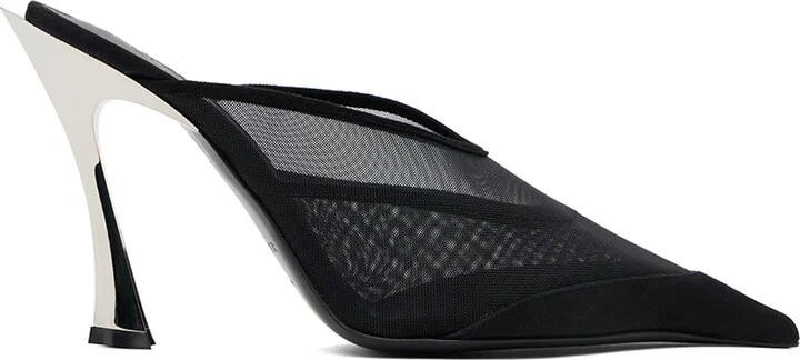 Mugler SSENSE Exclusive Black Mesh Fang 95 Heels