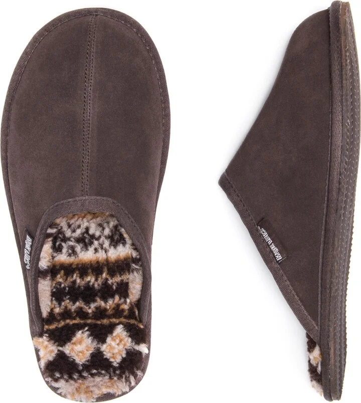 Muk Luks Men's Dave Printed Berber Suede Scuff Slippers - Image 6