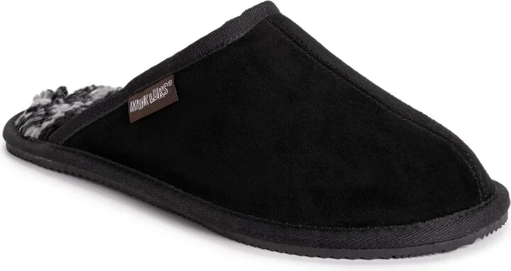 Muk Luks Men's Dave Printed Berber Suede Scuff Slippers