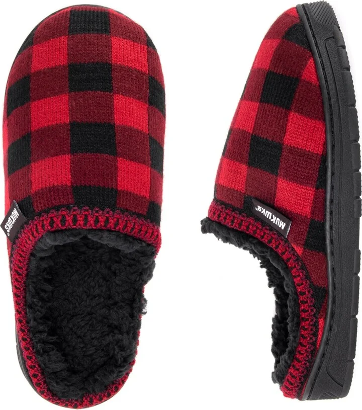 Muk Luks Men's Gabriel Clog Slippers, Black, S (8-9) - Red/black - Image 3