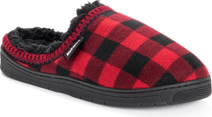 Muk Luks Men's Gabriel Clog Slippers, Black, S (8-9) - Red/black