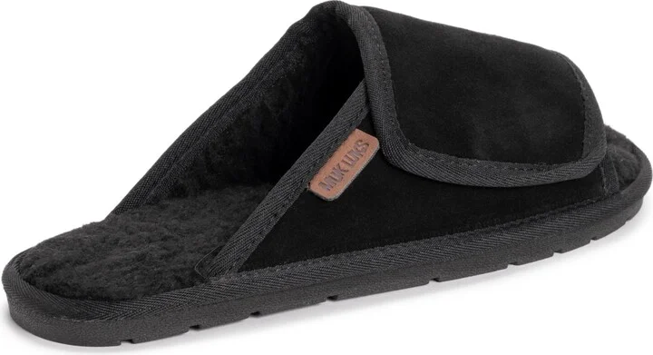 Muk Luks Men's Leather Goods By Topher Open Toe Slipper, Camel, 12 - Image 3