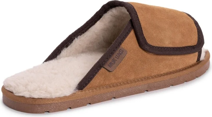 Muk Luks Men's Leather Goods By Topher Open Toe Slipper, Camel, 12 - Image 7