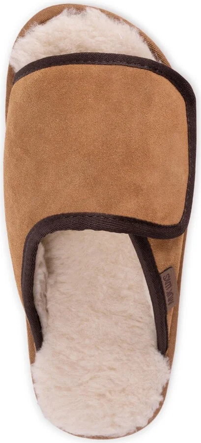 Muk Luks Men's Leather Goods By Topher Open Toe Slipper, Camel, 12 - Image 8