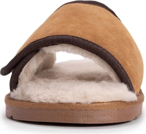 Muk Luks Men's Leather Goods By Topher Open Toe Slipper, Camel, 12 - Image 11