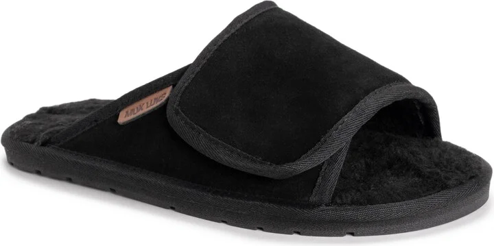 Muk Luks Men's Leather Goods By Topher Open Toe Slipper, Camel, 12