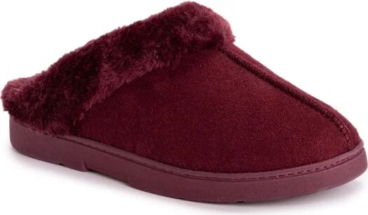 MUK LUKS Woen's Polysuede Clog -Merlot M (7-8)