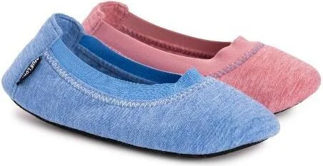 Muk Luks Women's 2 Pair Travel Ballerina Slipper Set