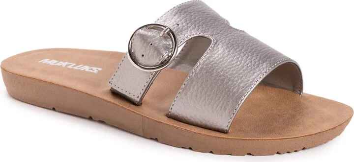 MUK LUKS womens About Us - Pewter Slide Sandal