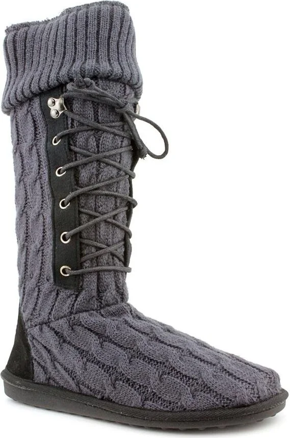 MUK LUKS Women's Cable Knit Lace-Up Slipper