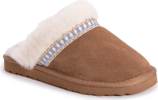 MUK LUKS Women's Dawn Suede Scuff-Caramel