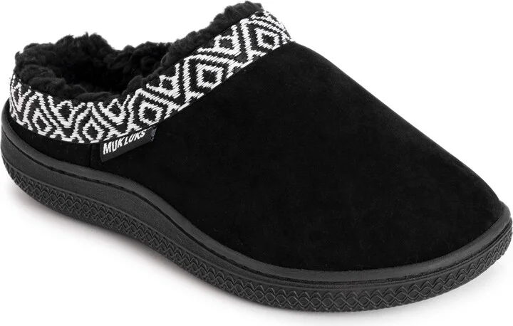 Muk Luks Women's Faux Sueded Clog, Black, Medium