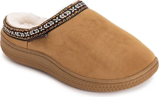 MUK LUKS Women's Faux Sueded Clog, Tan, S (5-6)