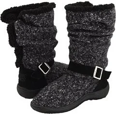 MUK LUKS Women's Fluffy Cable Knit Belted Scrunch Boot