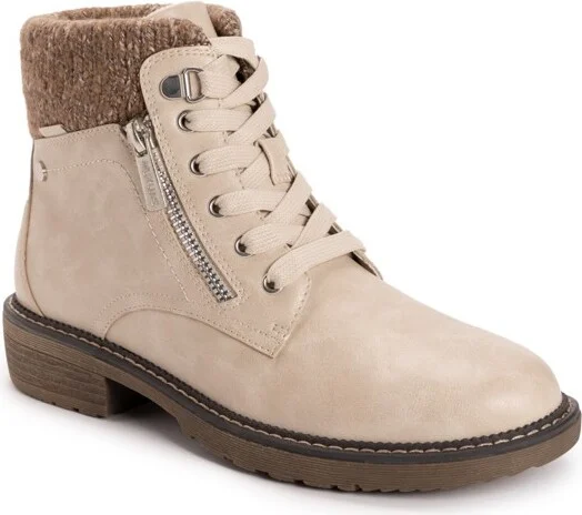 MUK LUKS Women's Garland Georgia Boots, Stone, 6