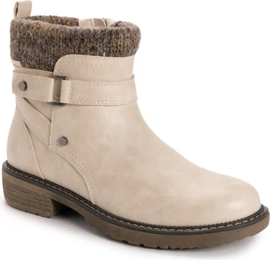 MUK LUKS Women's Garland Gina Boots, Cream, 6