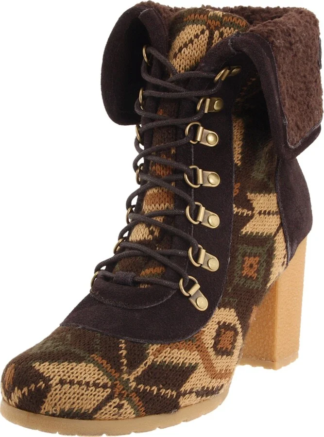 MUK LUKS Women's Knit Lace-Up Ankle Boot