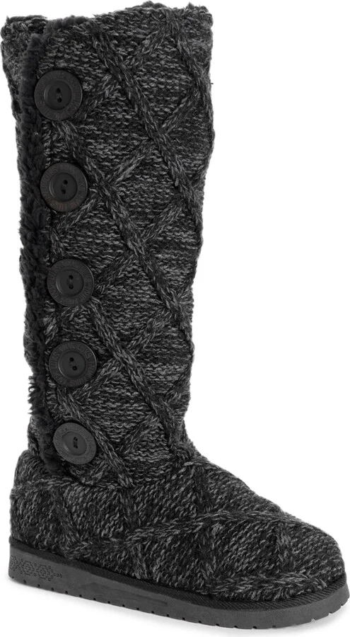 Muk Luks Women's Malena Boots, Black Lattice, 7