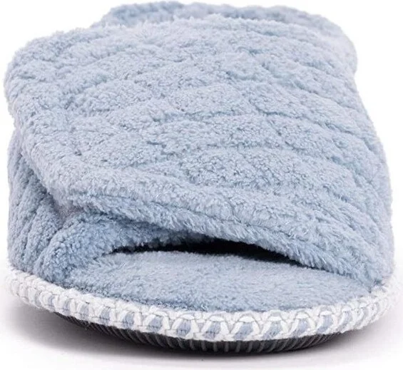 MUK LUKS Women's MaryLou Micro Chenille Slide Slipper, Freesia Blue , L (9-10) - Image 2