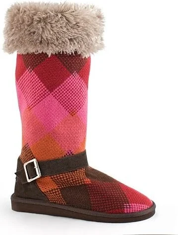 MUK LUKS Women's Muk Luks Diamonds Belted Knit With Fur Boot