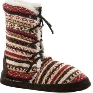 MUK LUKS Women's Muk Luks Fairisle Lace Up Fur Bootie Ankle Boot
