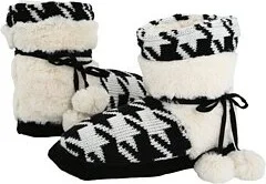 MUK LUKS Women's Muk Luks Houndstooth Sherpa Wrap Bootie Ankle Boot