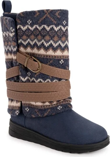 MUK LUKS Women's Natalie Nikki Boots, Navy Multi,