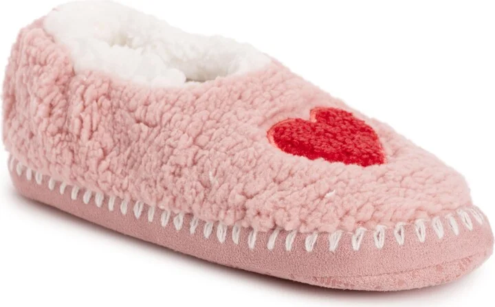 MUK LUKS Women's Sherpa Ballerina with Applique-Color Bottom Slipper
