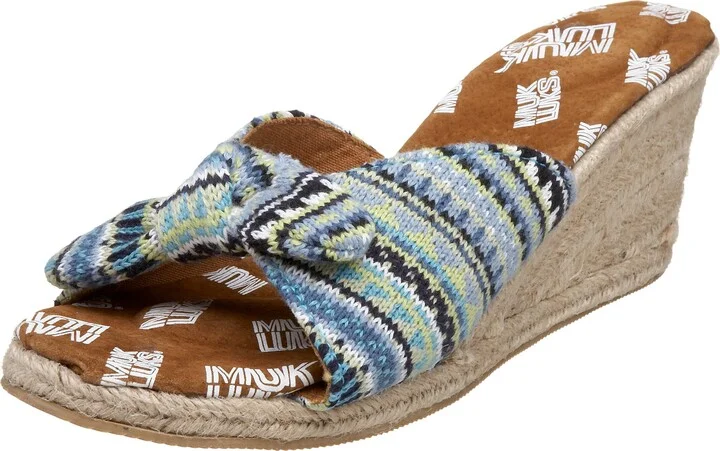 MUK LUKS Women's Sophia Tied Fairisle Open-Toe Wedge