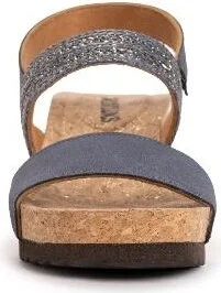 MUK LUKS Womens Wendy Wedge Sandal, Black, - Image 3