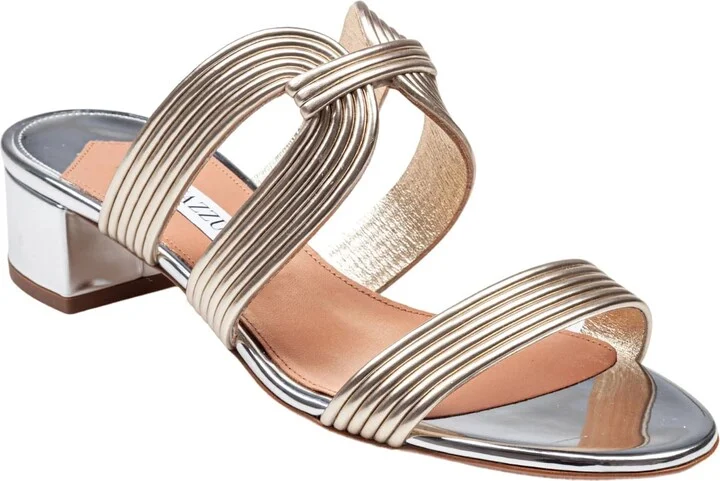 Mule Esencia 35 In Laminated Leather Color Light Gold/silver - Image 2