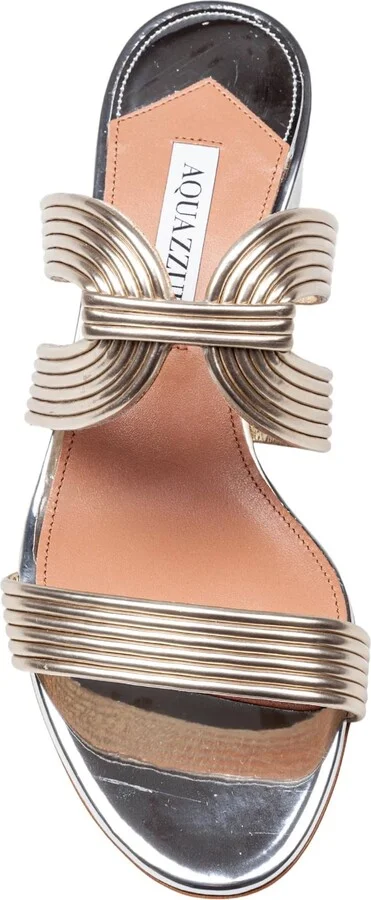 Mule Esencia 35 In Laminated Leather Color Light Gold/silver - Image 3