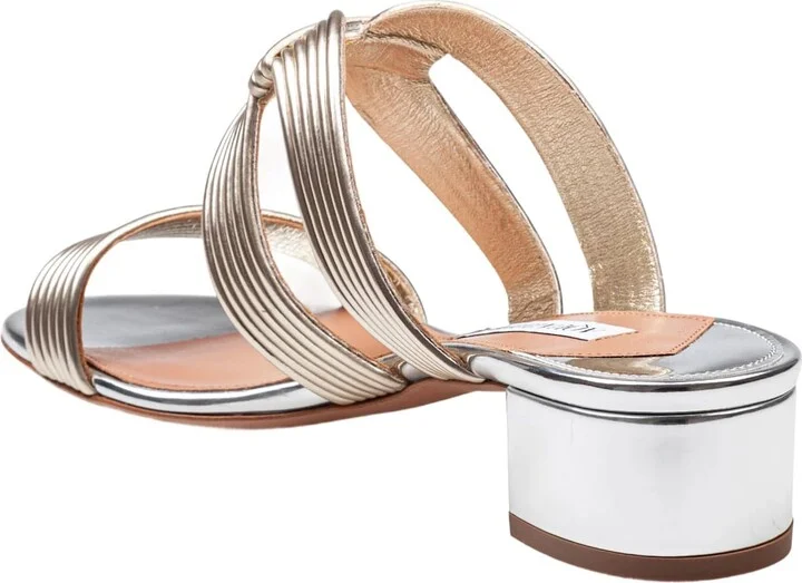 Mule Esencia 35 In Laminated Leather Color Light Gold/silver - Image 4