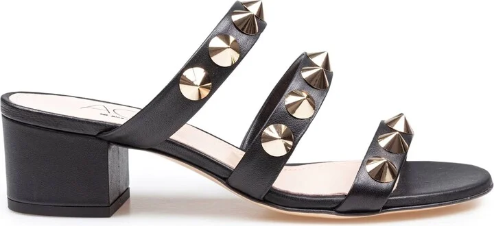 Mule Lala Spike In Black Leather With Applied Studs
