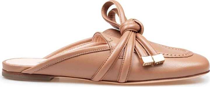 Mule Ribbon In Leather Color Cocoa