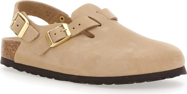 Mule 'Tokio' Con Fibbia Sul Fronte E Sul Retro In Pelle Beige Donna - Image 2