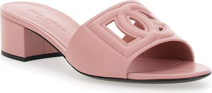 Mules Con Tacco Basso E Dg Millennials In Pelle Liscia Rosa Donna - Image 2