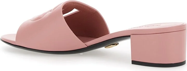 Mules Con Tacco Basso E Dg Millennials In Pelle Liscia Rosa Donna - Image 3