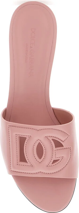 Mules Con Tacco Basso E Dg Millennials In Pelle Liscia Rosa Donna - Image 4