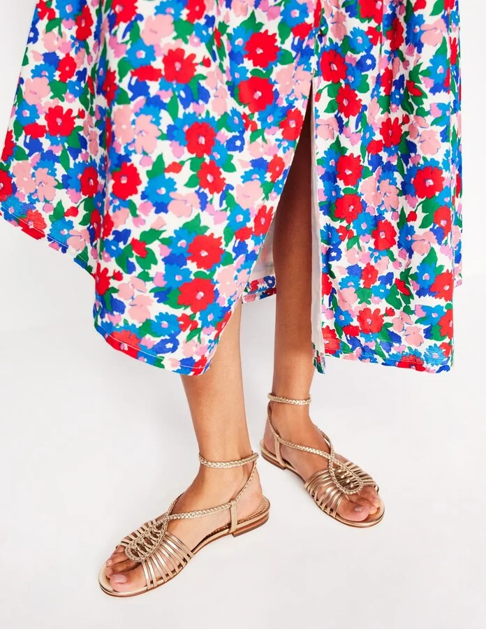 Multi Strap Flat Sandal, Gold - Image 2