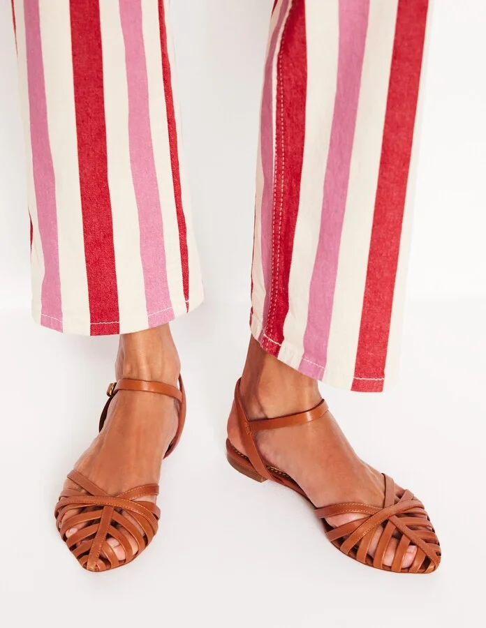 Multi Strap Pointed Sandals, Gold - Image 3