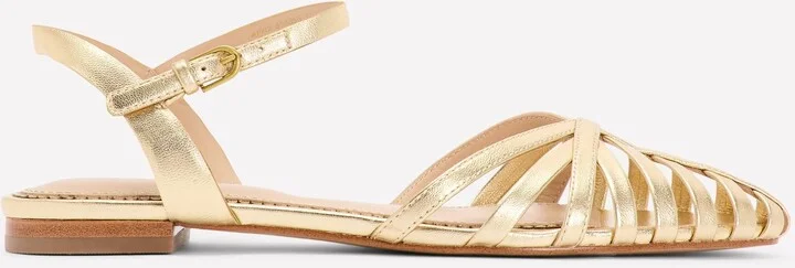 Multi Strap Pointed Sandals, Gold