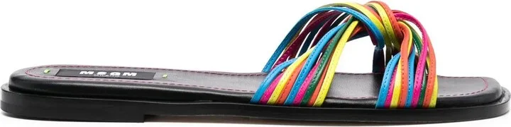 Multi-Straps Leather Slippers
