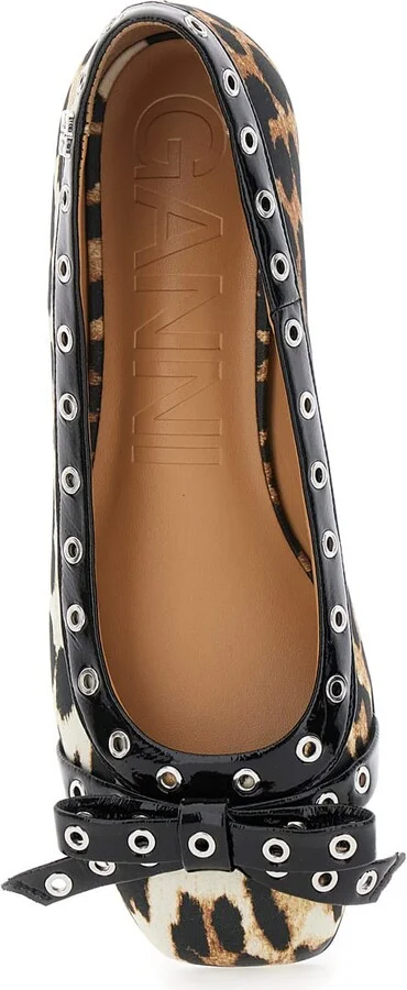 Multicolor Ballet Flats With Eyelets And All-over Leopard Print In Satin Woman - Image 4