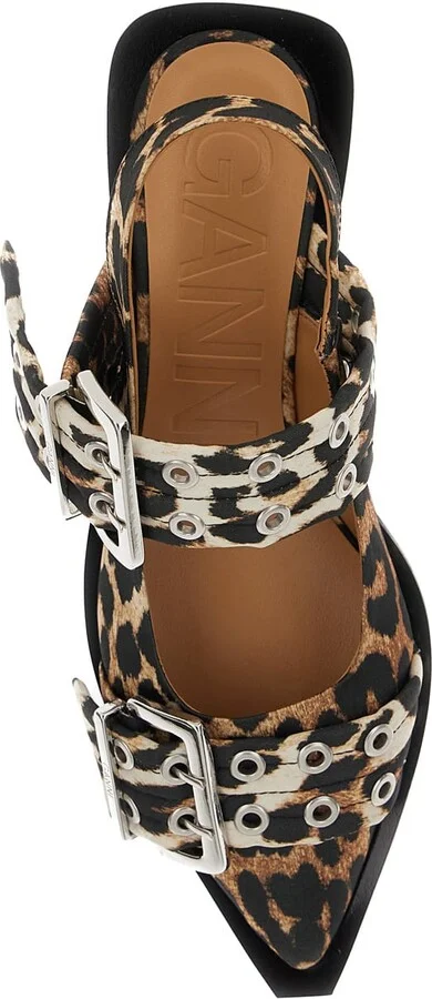 Multicolor Ballet Shoes With Double Buckle And All-over Leopard Print In Tech Fabric Woman - Image 4