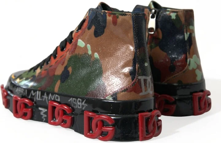 Multicolor Camouflage High Top Sneakers Men's Shoes - Image 4