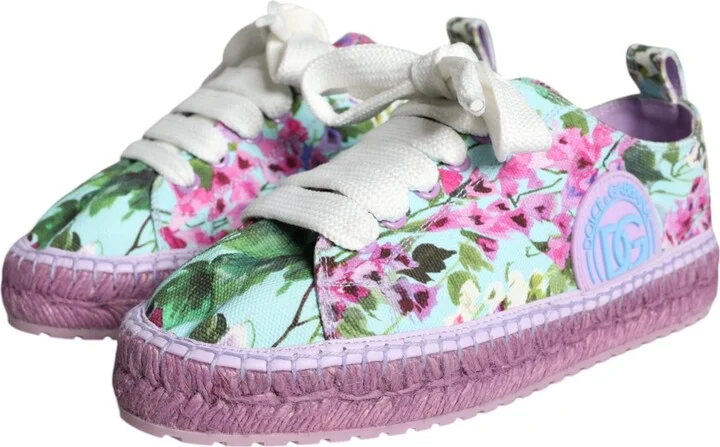 Multicolor Canvas Floral Espadrilles Sneakers Women's Shoes (Pre-Owned) - Image 3