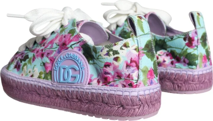 Multicolor Canvas Floral Espadrilles Sneakers Women's Shoes (Pre-Owned) - Image 4