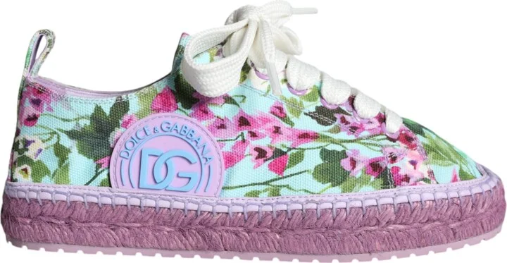 Multicolor Canvas Floral Espadrilles Sneakers Women's Shoes (Pre-Owned)