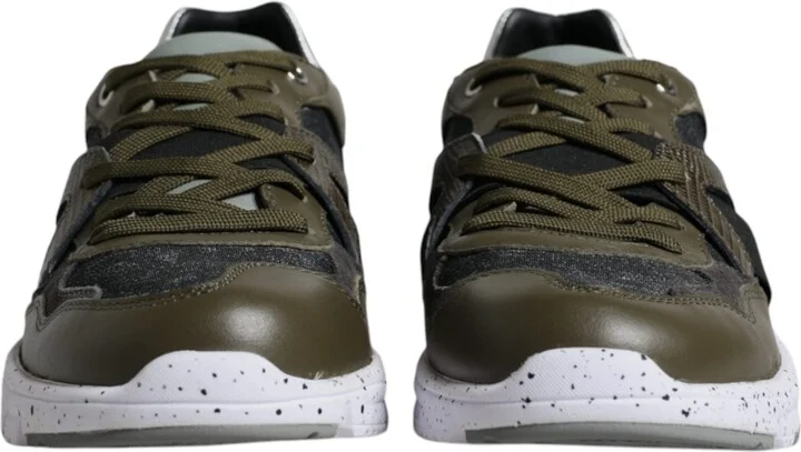 Multicolor Canvas Leather Low Top Sneaker Men's Shoes (Pre-Owned) - Image 2